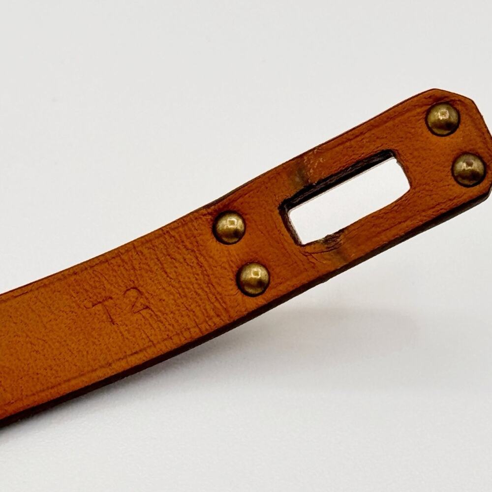 Hermes Mini Kelly Double Tour Brown Calfskin Leather Rose Gold Plated Bracelet - Picture 9 of 11